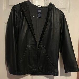 GAP hoodie leather jacket